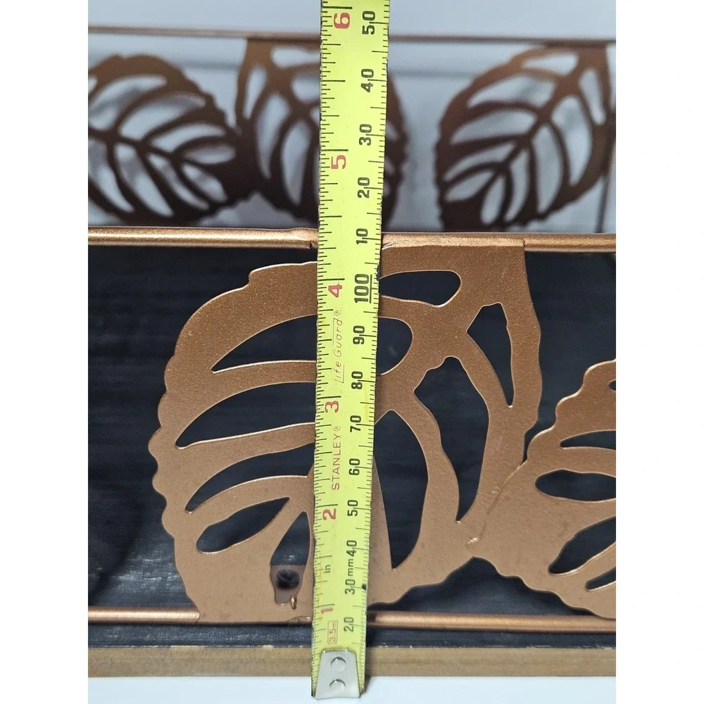 Leaf Metal Planter Set 2 Tropical Monstera Decorative Baskets Green Bronze Tray